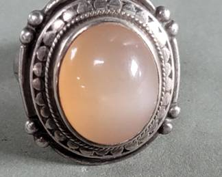 Lot 498 Silver and moonstone ring