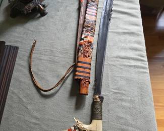 Indonesian Head Hunter's Sword in sheath