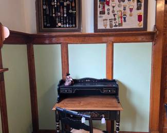 Charming vintage stencil desk with Hitchcock chair
