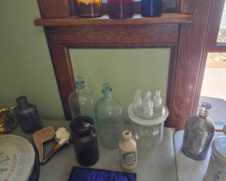 Antique Apothecary Bottles and Ginger Beer Bottle