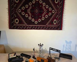 Vintage hand knotted Turkish Rug and 1940-50's Lionel trains