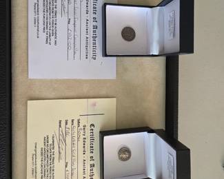 Two Authenticated Silver Roman Coins with papers
