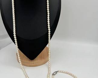 Pearl Necklace Bracelet With Silver Clasps