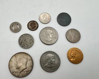 Miscellaneous Coin Collection Featuring 1916 $5 HalfEagle Indian Head Type Inward Facing Gold Coin