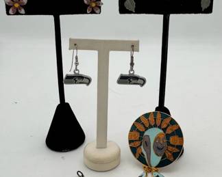 Costume Earrings Seahawks Earrings Barbara Lavallee Alaska NativeStyle Brooch