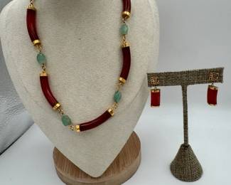 Jade Necklace Earrings