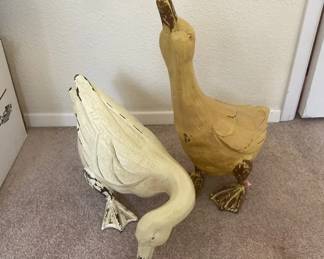Two Wooden Duck Statues