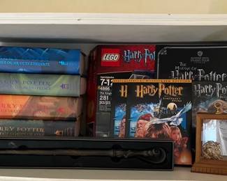 Harry Potter Lot With Books 37 DVDs Lego Set Magazine Wand