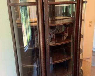 Antique Display Cabinet With Glass Panel