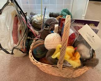 Knitting Lot Including Yarns Needles Needle Felting