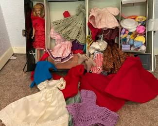 Vintage Barbie Case With Doll Clothes Accessories