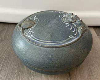 Lidded Pottery Bowl Adorned With Seashells