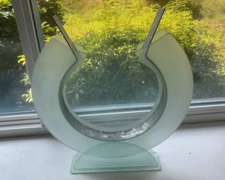 Semicircular Glass and Metal Vase