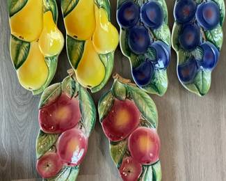 Italian Ceramic Fruit Dishes Pears Plums Apples