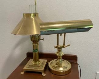 Pair Of Vintage Brass Desk Lamps