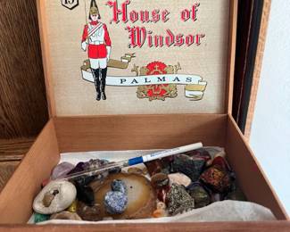Cigar Box With Small Rocks Fossils Geodes
