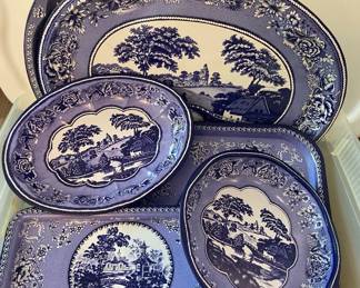 Vintage Daher Decorated Ware Blue Japanese Tin Trays