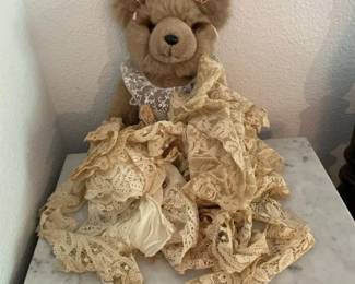 Vintage Applause Teddy Bear With Lace Collars