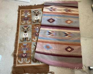 Two Woven Southwestern Style Wool Rugs