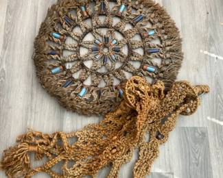 Vintage 32 Macrame Wall Hanging With Terra Cotta Beads Two Rope Macrame Plant Hangers