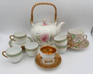 French Tea Cups With Japanese Tea Pot