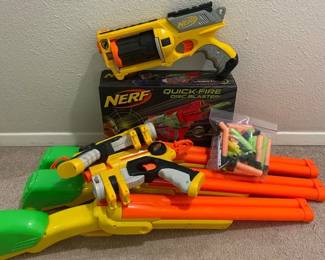 Nerf QuickFire Disc Blaster with Nerf Rifles Guns Extra Ammo