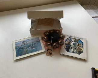 Mink Fur Blanket Toss Pin Cushion with Alaskan Art Trivet and Orca Dance Print