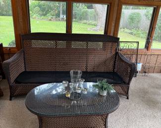 Wicker Sofa, Wicker Cocktail Table