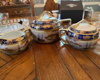 Antique 1921 Japanese Tea Service. Morimura Brothers ( Early Noritake), Premium Cobalt 22k 