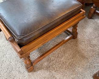 Mid Century Leather Ottoman