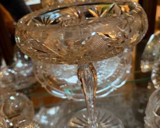 Vintage Heavy Cut Crystal Pedestal Centerpiece Compote