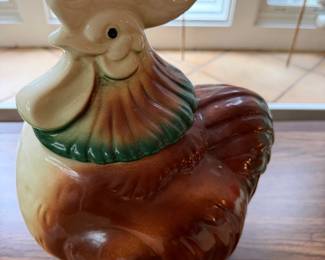 Vintage Ceramic Rooster Cookie Jar,Heavy Crazing Inside