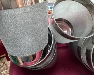 Mid Century Modern Chrome & Textured Silver Bar Ware