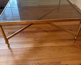 1970's Brass Smoky Glass Cocktail Table