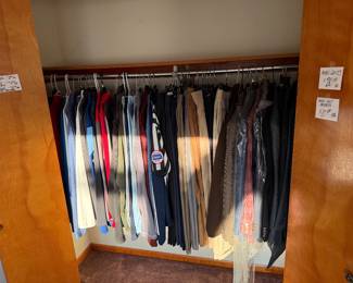 Mens suits and casual sports ware, KU and Chiefs and others