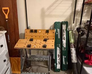 tools, saw horses