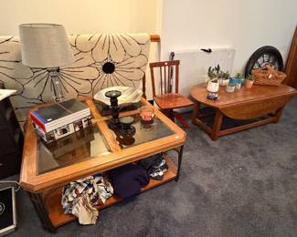 coffee tables and decor and a table we didn't use that is not for sale don't ask