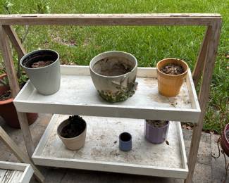 Two shelf Wood plant stand Holder