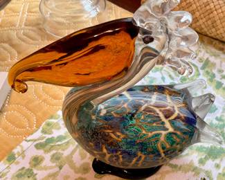 Vintage Marano style art Glass pelican figure