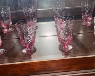 Mid Century Vintage Pink Seneca Driftwood Water Glasses