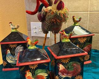 Susan Winget Sunrise Roosters Canister Set