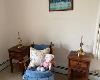 Bedroom 1: pair of nightstands, rocking chair