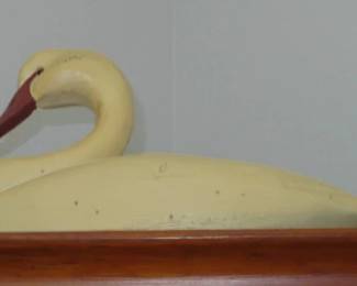 Hand-Carved Wooden Swan Folk Art Sculpture Decoy