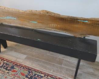 Natural Live Edge Backrest Wood Bench