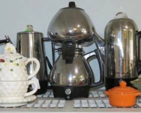Vintage Electric Percolators & Vacuum Siphon Coffee Maker, Chrome Sunbeam Double Bubble Coffeemaker