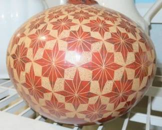 San Juan Nicaraguan Geometric Art Pottery Vase Signed, Donald Vargas