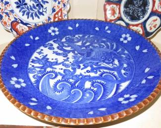 Meiji Japanese Igezara Transferware Charger Plate with Phoenix