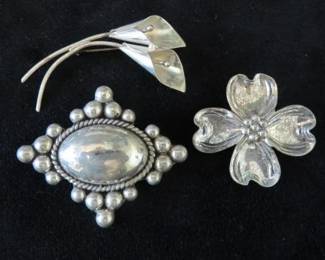 Vintage Sterling Silver Brooch Pins