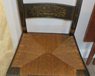 Hitchcock Style Black Rushed Seat Chairs