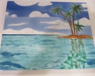 Tropical Hand Painted Wall Art Tile